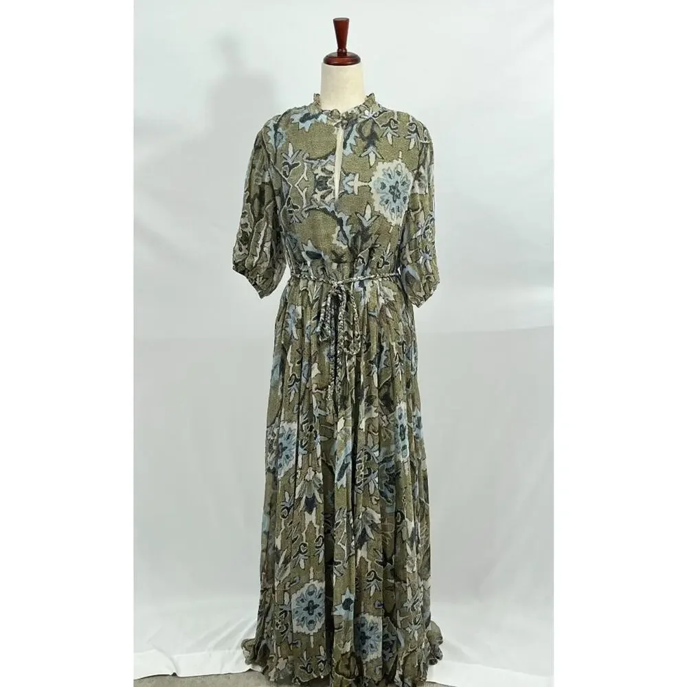 HANNAH ARTWEAR Sz 2 M Medium Oceanus Belted Maxi Dress Shaila Print - Picture 8 of 10